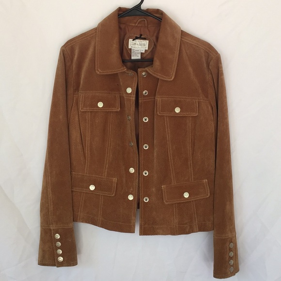 Brown suede jacket with snap buttons